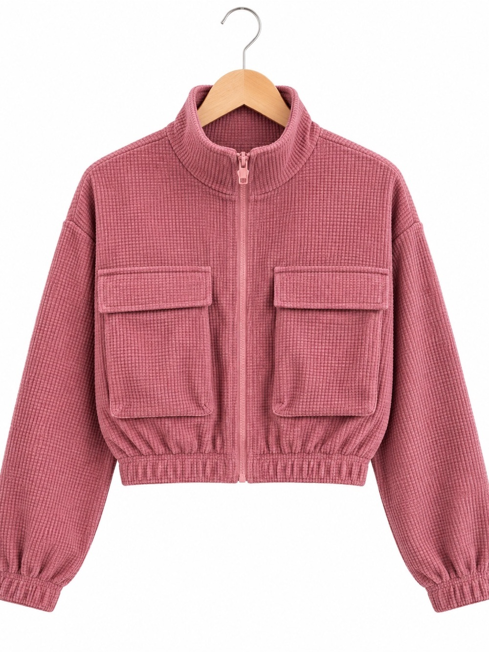 NWT‎ Area Stars Mauve Cropped Long Sleeves Zip Up Moc Neck Jacket